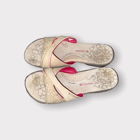 Columbia Tan Leather Slip On Sandals Size 7 - Picture 2 of 6